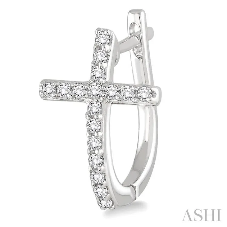 1/4 Ctw Round Cut Diamond Cross Earrings in 14K White Gold