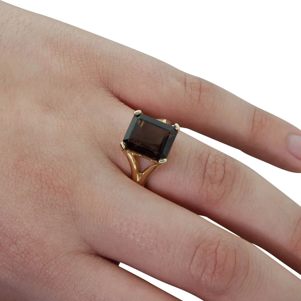 14ct Yellow Gold Smokey Quartz Verona Ring