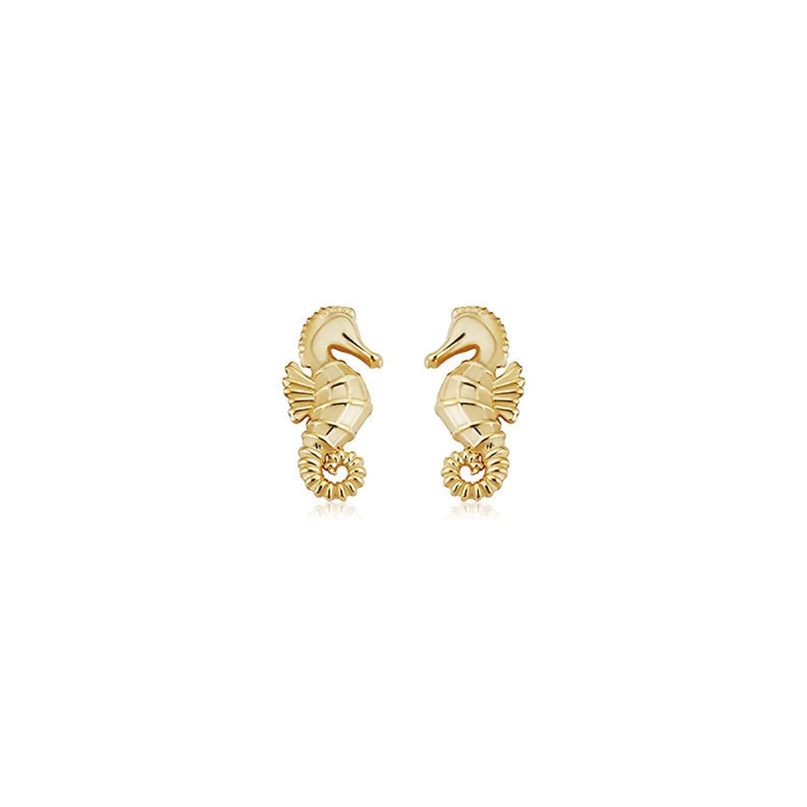 14k Gold Seahorse Stud Earrings