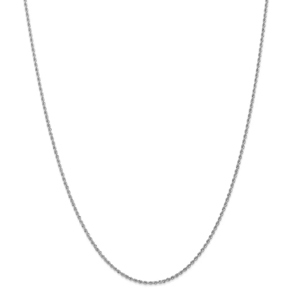 14k White Gold 1.5mm Regular Rope Chain