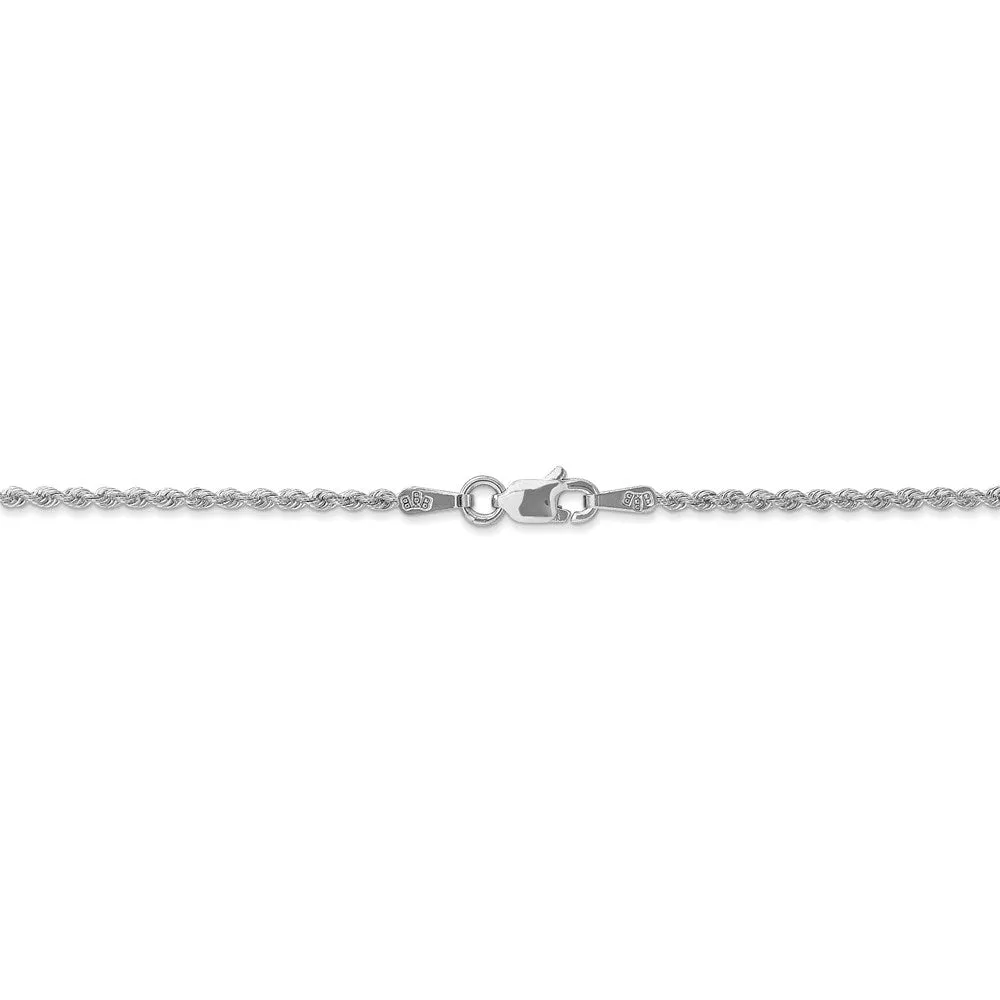 14k White Gold 1.5mm Regular Rope Chain