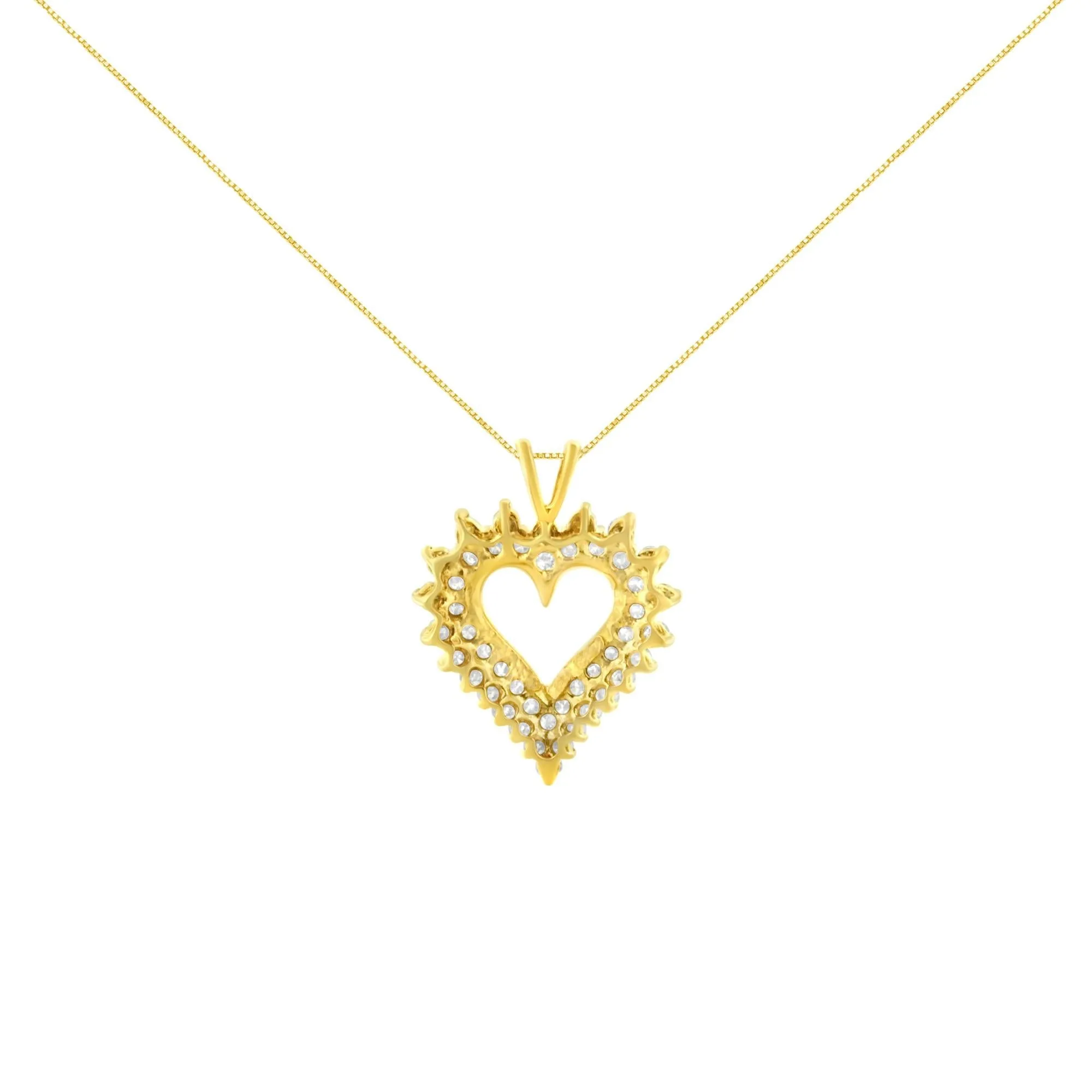 14K Yellow Gold Plated .925 Sterling Silver 3.00 Cttw Round Cut Diamond Cluster Heart 18" Pendant Necklace (K-L Color, I