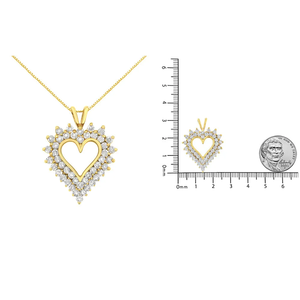 14K Yellow Gold Plated .925 Sterling Silver 3.00 Cttw Round Cut Diamond Cluster Heart 18" Pendant Necklace (K-L Color, I