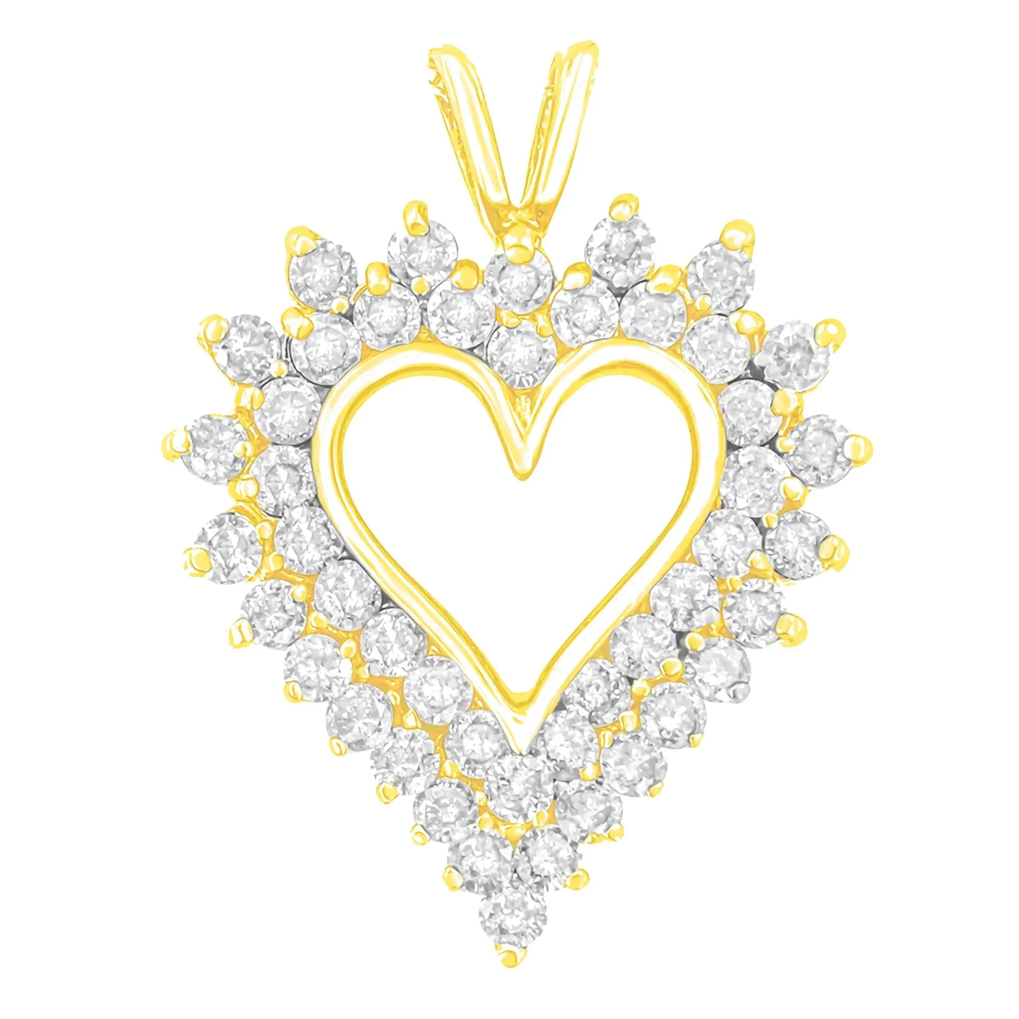 14K Yellow Gold Plated .925 Sterling Silver 3.00 Cttw Round Cut Diamond Cluster Heart 18" Pendant Necklace (K-L Color, I