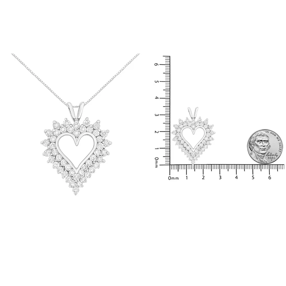 14K Yellow Gold Plated .925 Sterling Silver 3.00 Cttw Round Cut Diamond Cluster Heart 18" Pendant Necklace (K-L Color, I