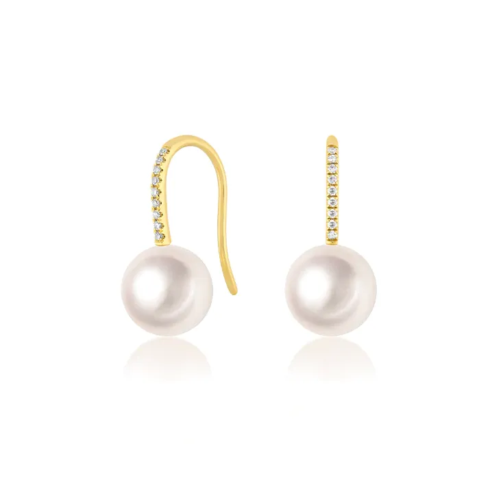 14KY Pearl Ball Drop Earrings