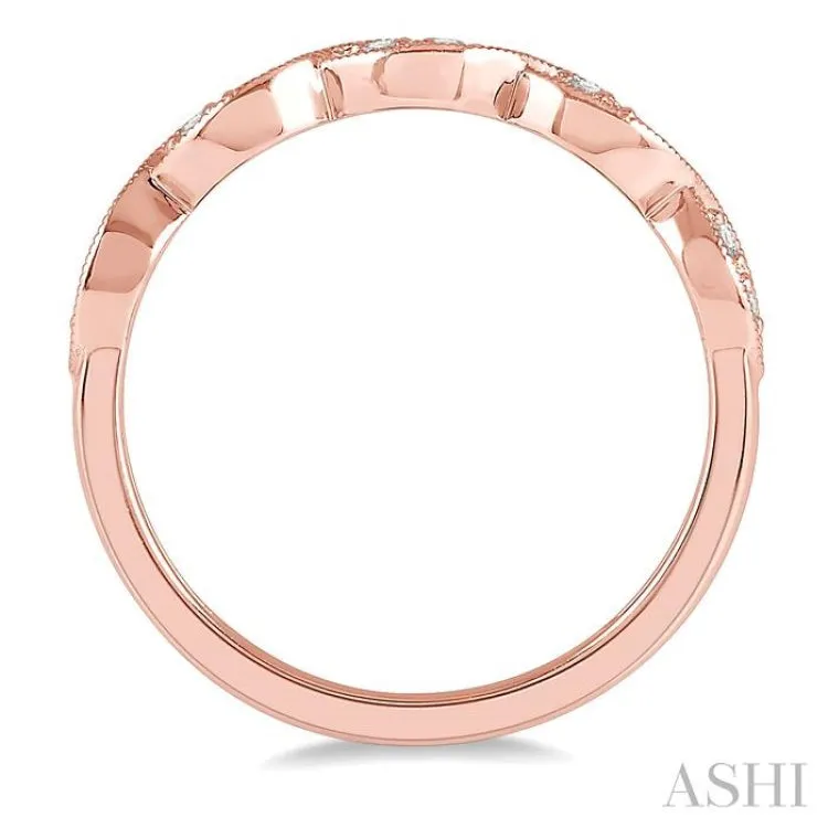 1/8 Ctw Twisted Marquise Mount Round Cut Diamond Fashion Band in 14K Rose Gold