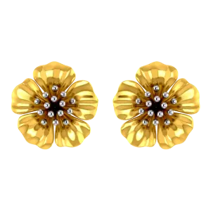 18k Beautiful Floral Studs With Gold Petals