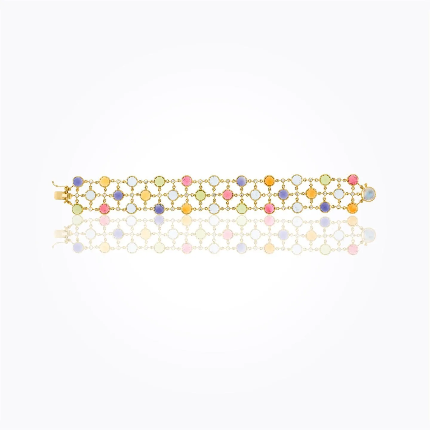 18K Pietra Bracelet with mixed cabochon gemstone and diamond