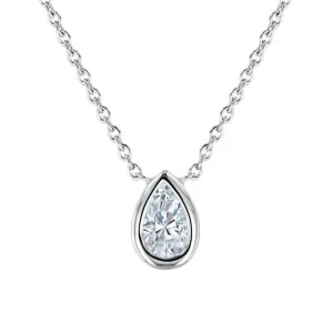 18K WHITE GOLD TINY TREASURE PEARSHAPE DIAMOND NECKLACE