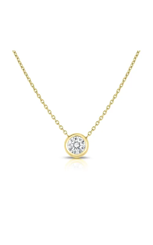 18K YELLOW GOLD DIAMONDS BY THE INCH BEZEL SET SOLITAIRE NECKLACE