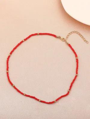 1pc Boho Red Beaded Necklace For Women for Women Girls Accessories Jewelry Gifts