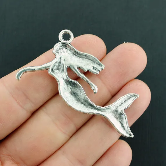 2 Mermaid Antique Silver Tone Charms - SC7062