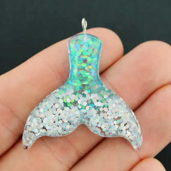 2 Mermaid Tail Resin Charms 3D - K144