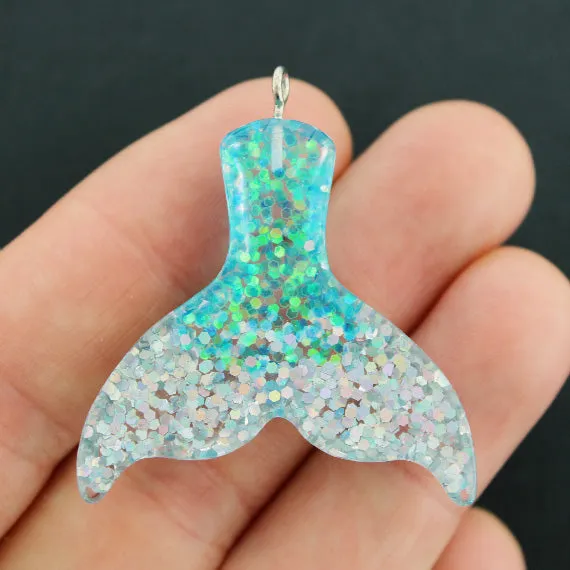 2 Mermaid Tail Resin Charms 3D - K144