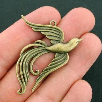 2 Phoenix Antique Bronze Tone Charms - BC267