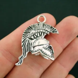 2 Trojan Helmet Antique Silver Tone Charms 3D - SC5250