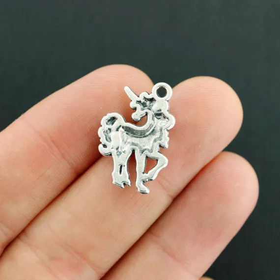 2 Unicorn Antique Silver Tone Charms  - SC7935