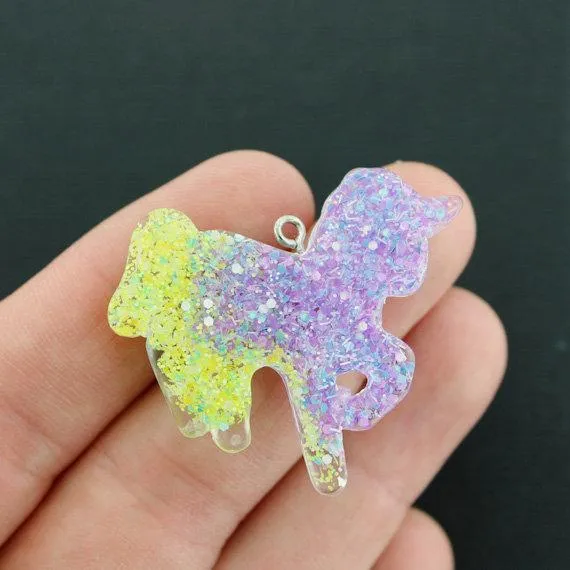 2 Unicorn Resin Charms  - K288