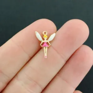 4 Fairy Gold Tone Enamel Charms - E679