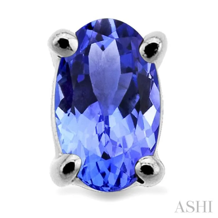 5x3MM Oval Cut Tanzanite Stud Earrings in 14K White Gold