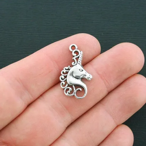 6 Unicorn Antique Silver Tone Charms - SC4506