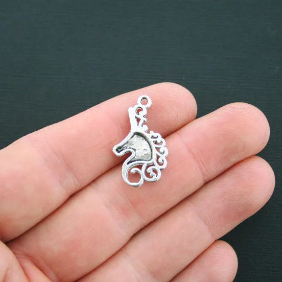 6 Unicorn Antique Silver Tone Charms - SC4506