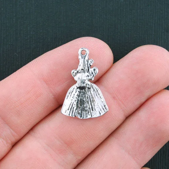 8 Fairy Godmother Antique Silver Tone Charms 2 Sided - SC3439