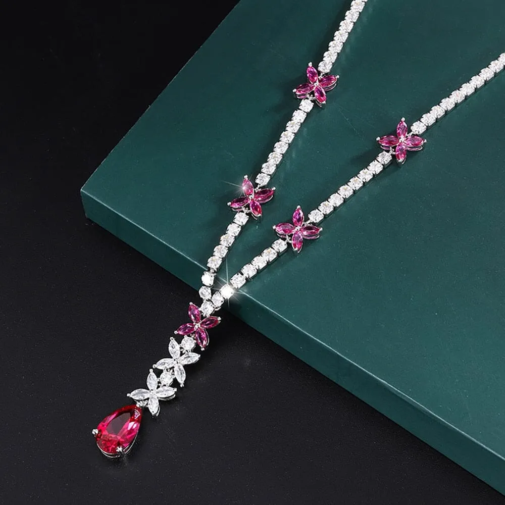 9*14MM Ruby Gemstone Pendant Necklace 925 Sterling Silver