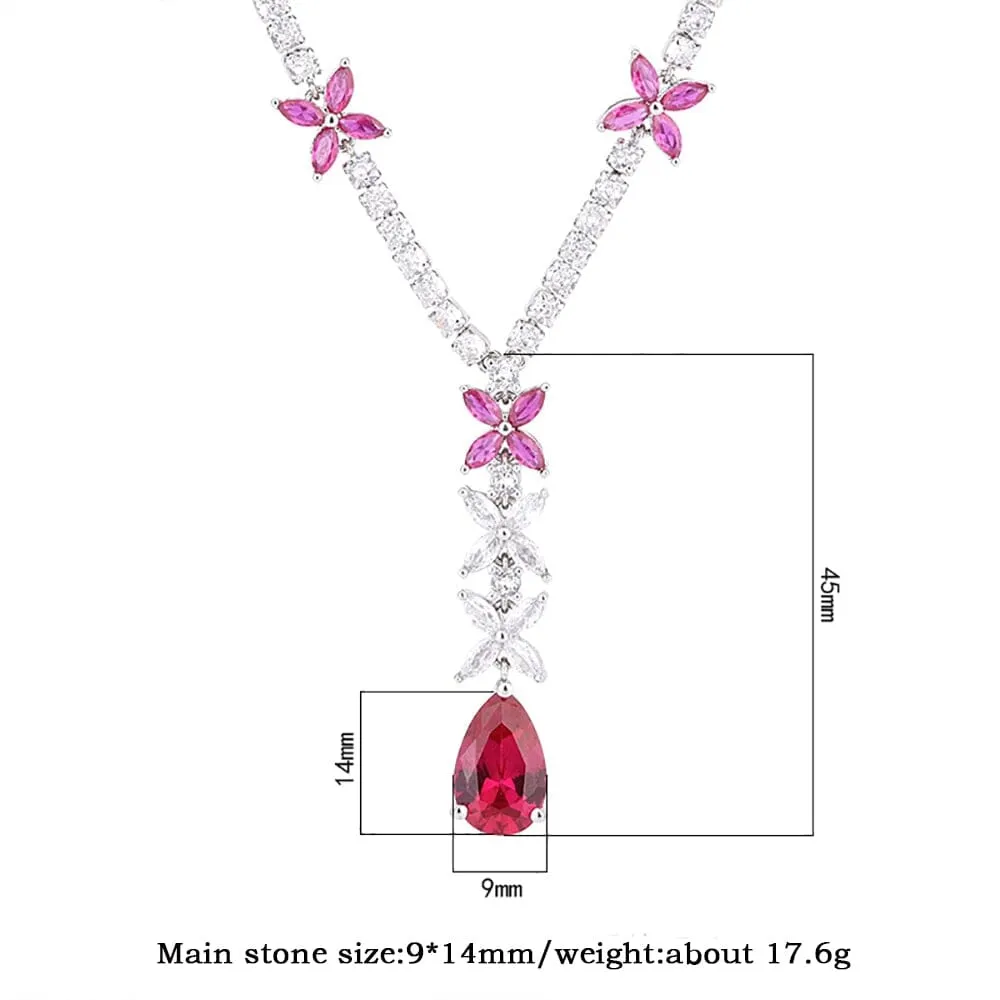 9*14MM Ruby Gemstone Pendant Necklace 925 Sterling Silver