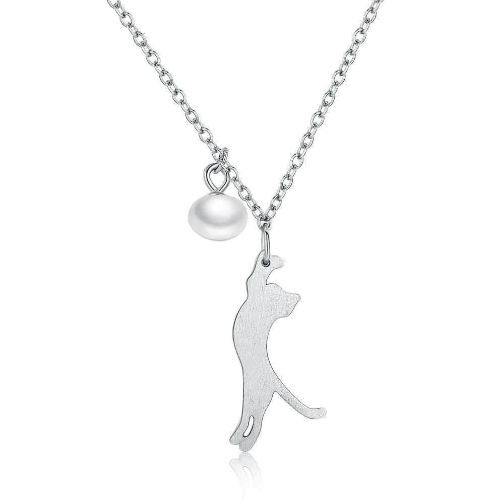 925 Sterling Silver Cute Kitten Cat Pendant Necklace Charm Jewelry