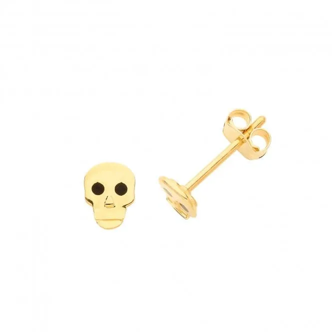 9ct Yellow Gold Skull Studs ES659