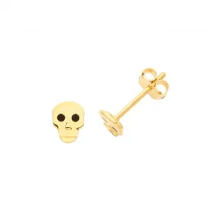 9ct Yellow Gold Skull Studs ES659