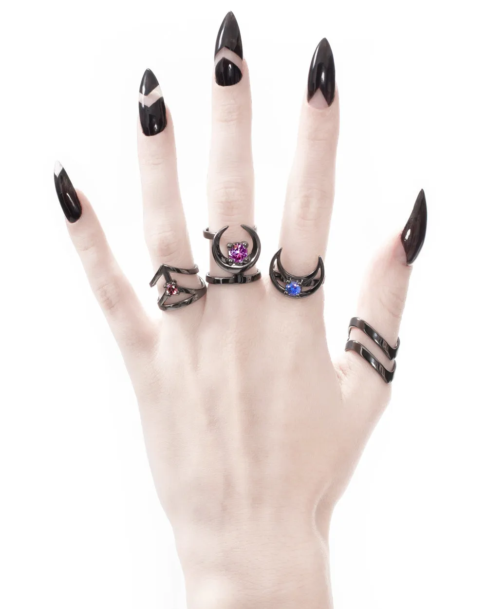 Affection Black Silver Midi Ring US2 to US6