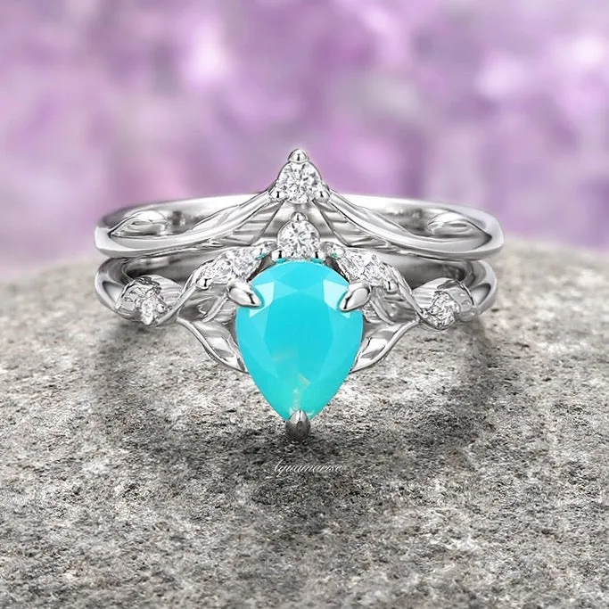 Airee Turquoise Opalescent Blue Sapphire Ring- 925 Sterling Silver