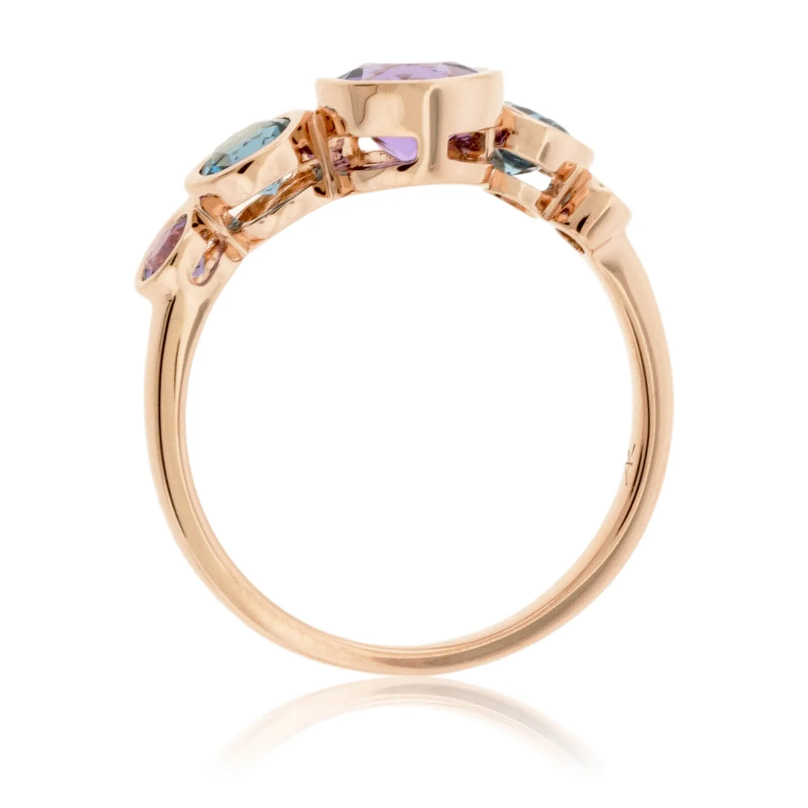 Amethyst, Blue Topaz, & Diamond Bezel Bubble Ring