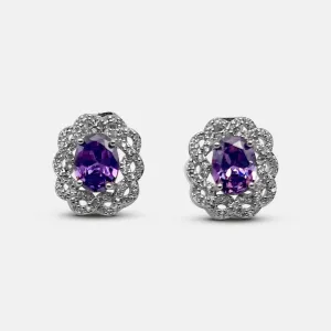 Amethyst Elegance Oval Stud Earrings