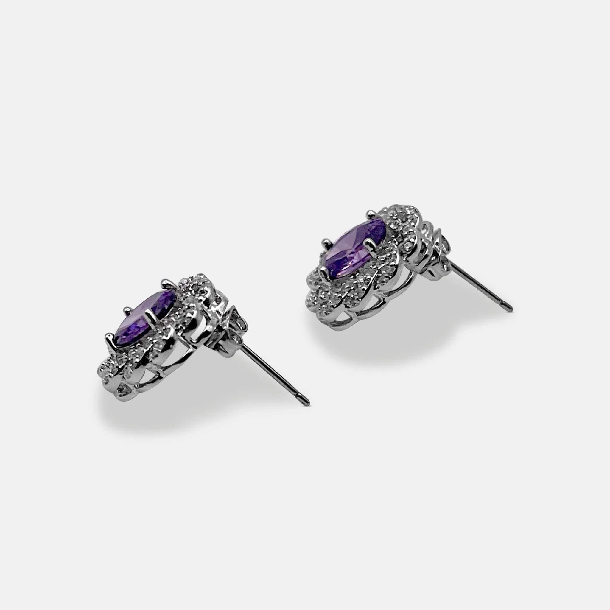 Amethyst Elegance Oval Stud Earrings