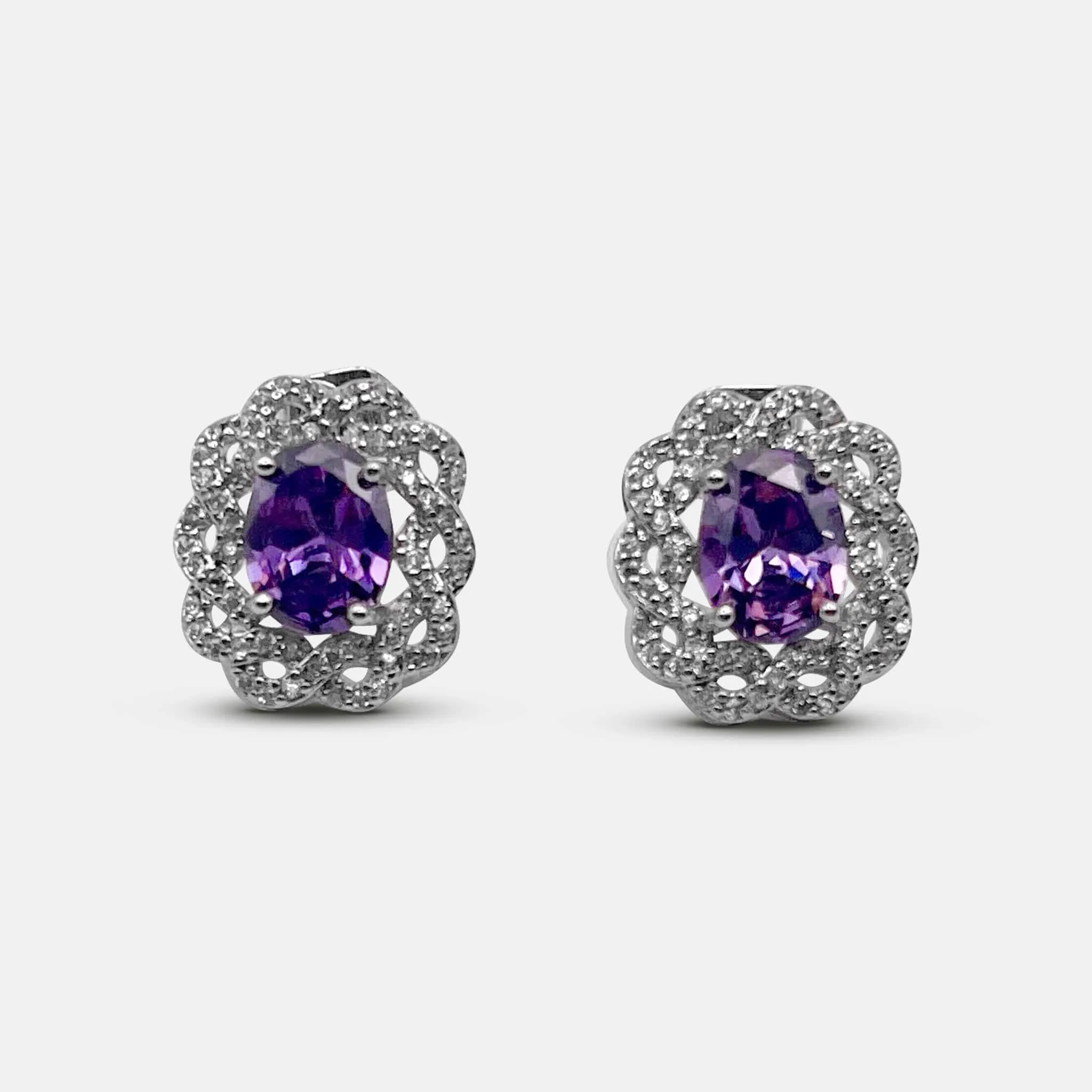 Amethyst Elegance Oval Stud Earrings