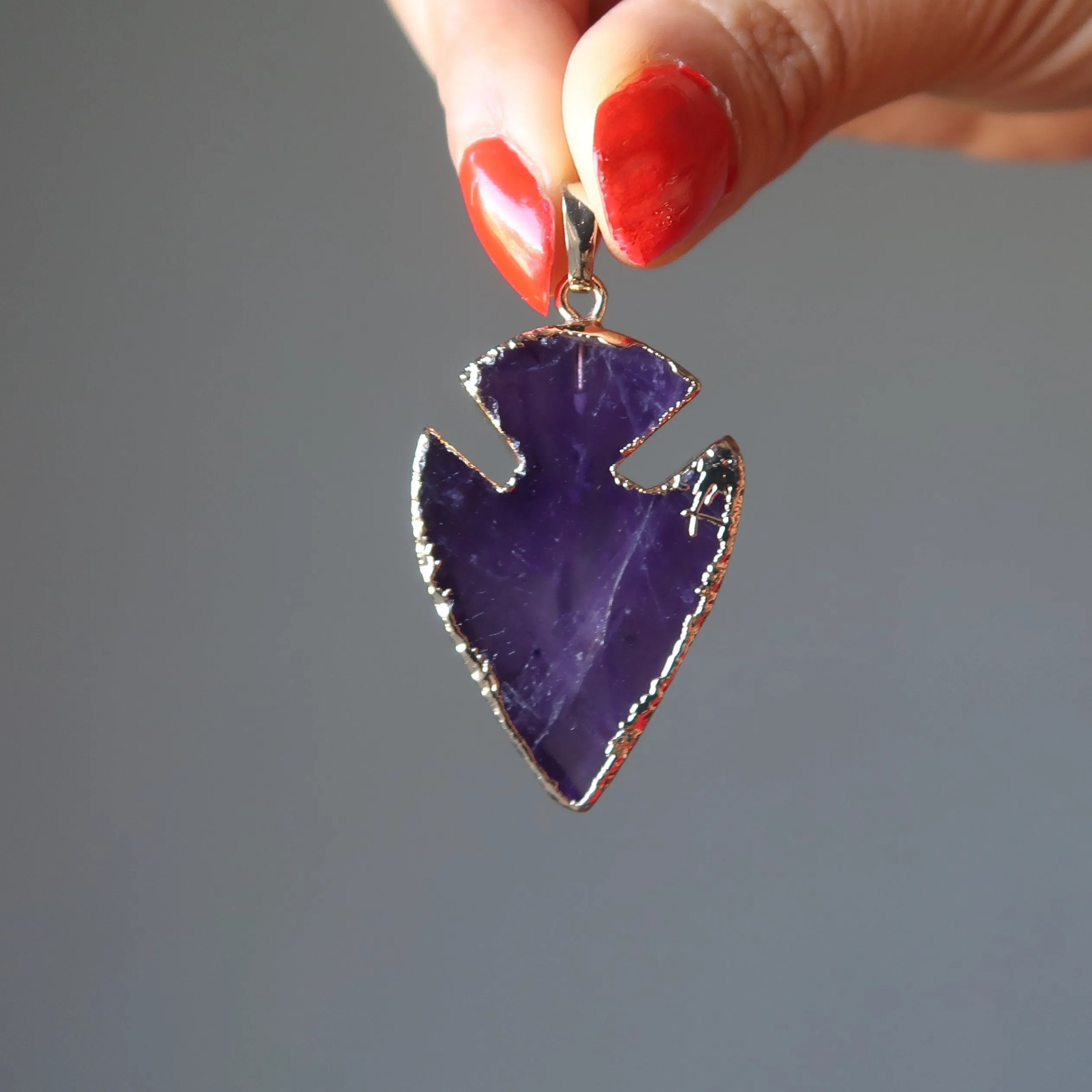 Amethyst Pendant Key to the Spiritual Kingdom Arrowhead Gem