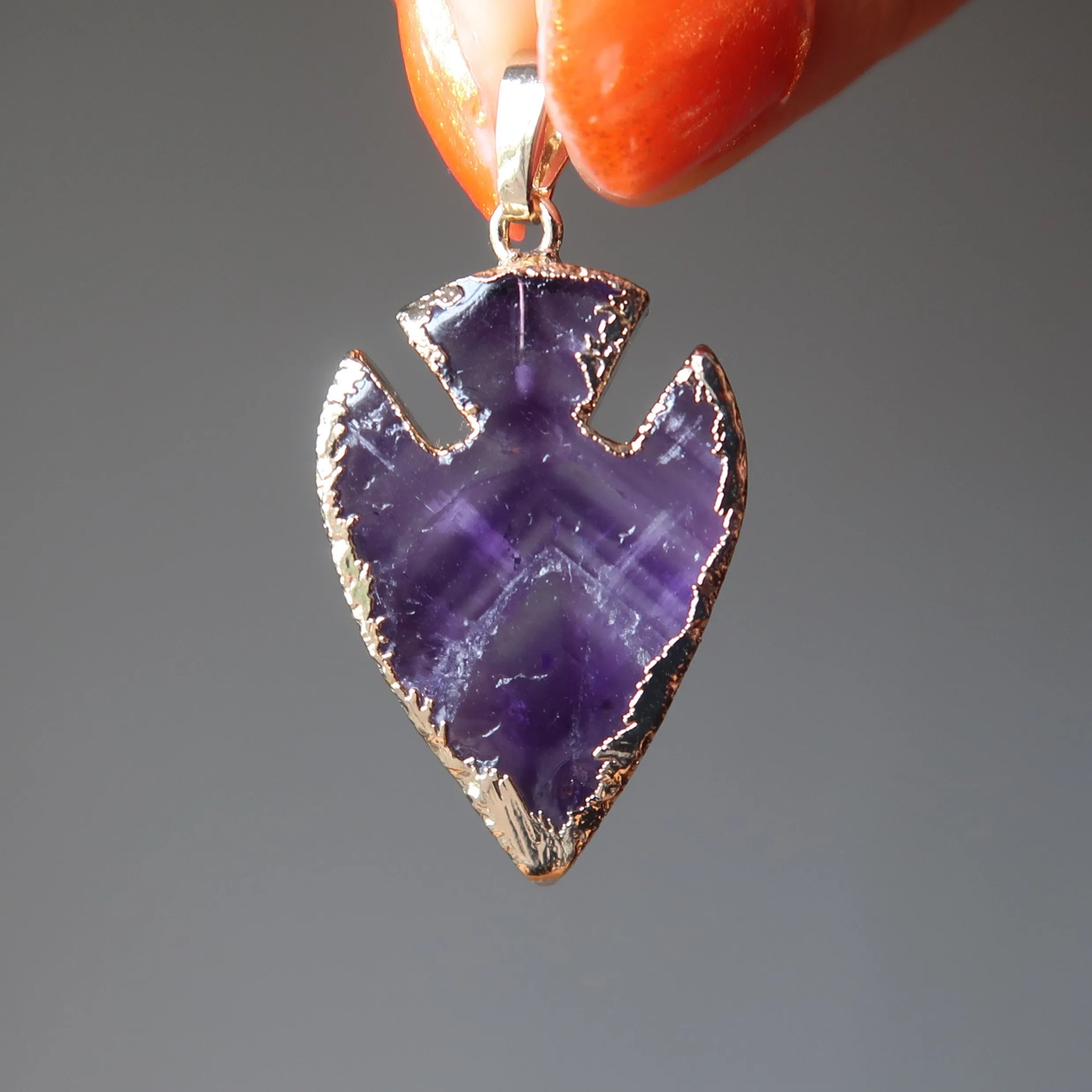 Amethyst Pendant Key to the Spiritual Kingdom Arrowhead Gem