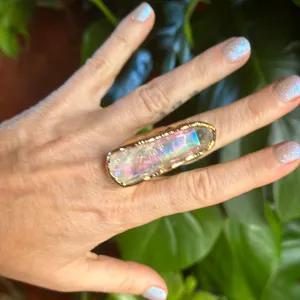 Angel Aura Lemurian Quartz Ring #24