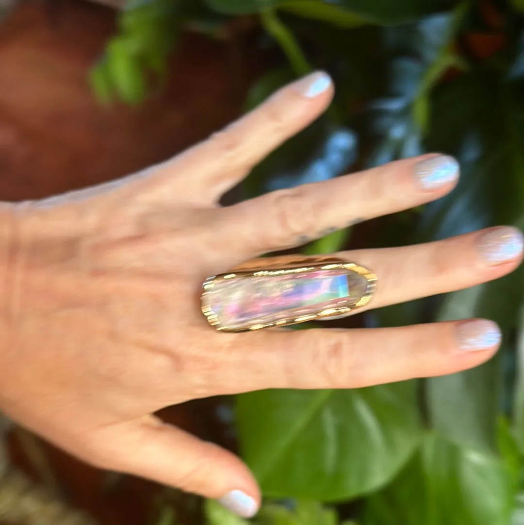 Angel Aura Lemurian Quartz Ring #24