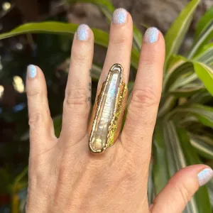 Angel Aura Lemurian Quartz Ring #28