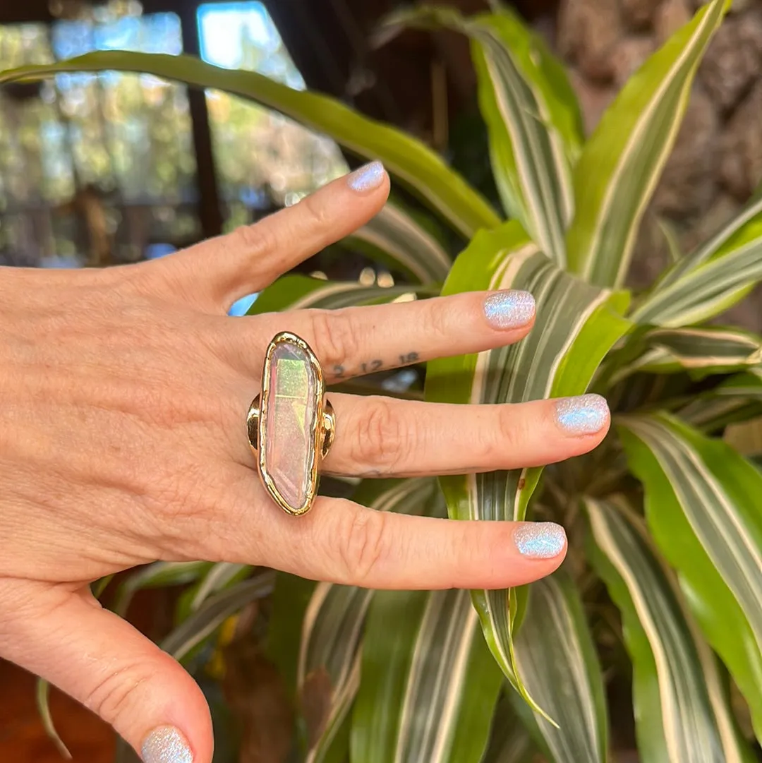 Angel Aura Lemurian Quartz Ring #29