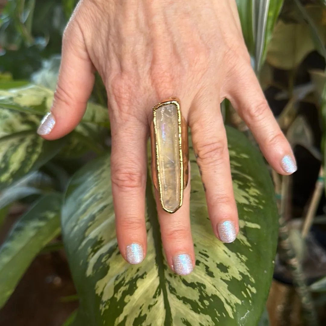 Angel Aura Lemurian Quartz Ring #34