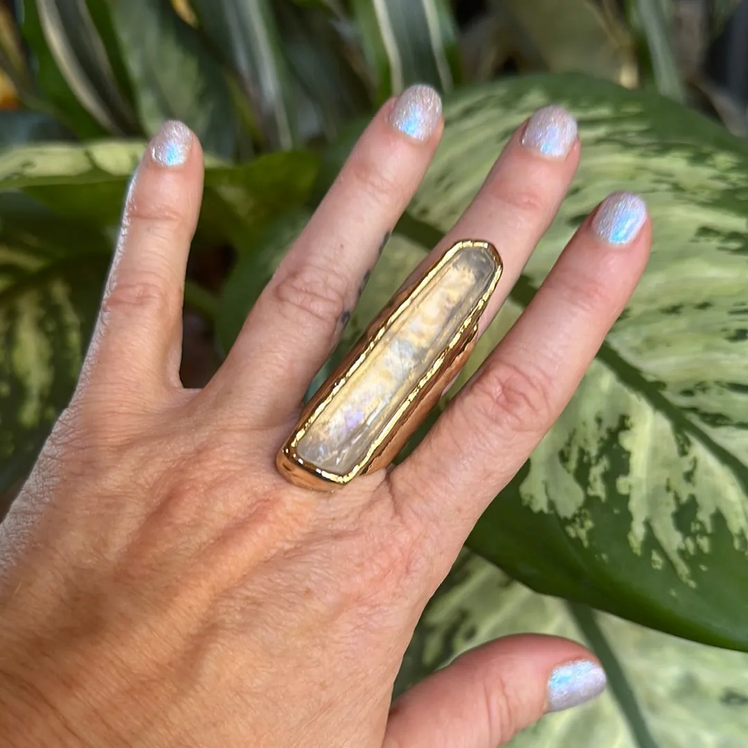 Angel Aura Lemurian Quartz Ring #34