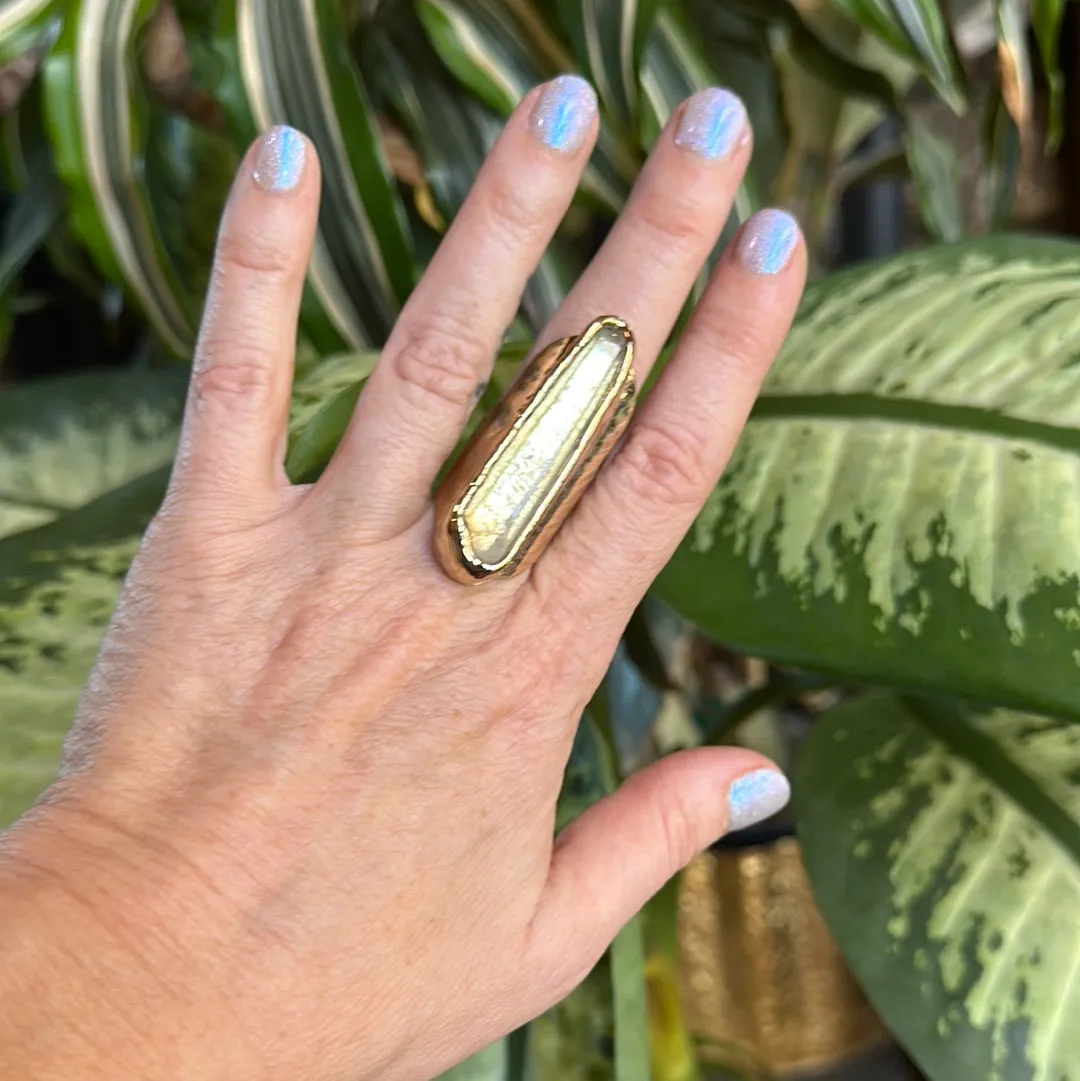 Angel Aura Lemurian Quartz Ring #36