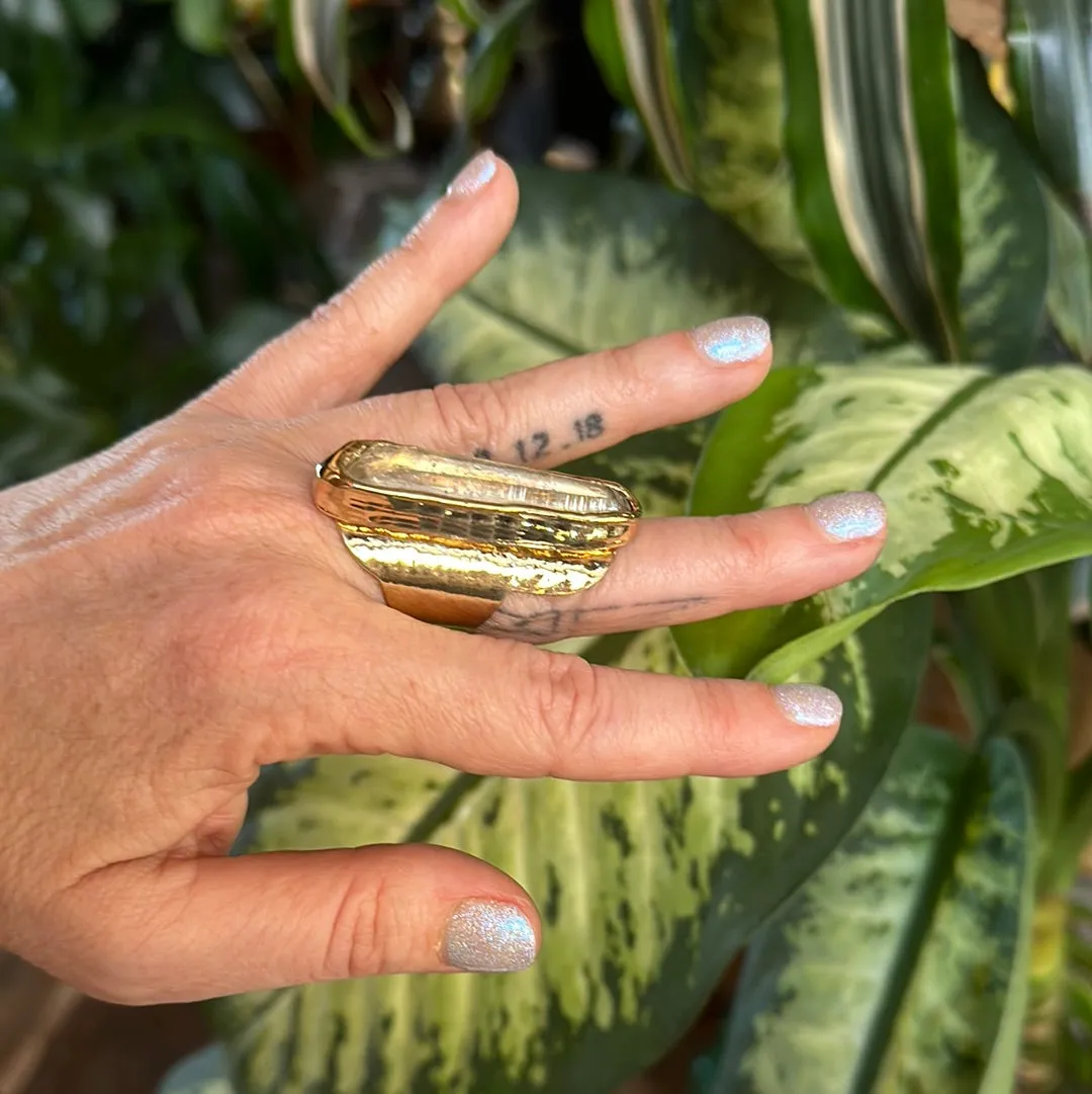 Angel Aura Lemurian Quartz Ring #36