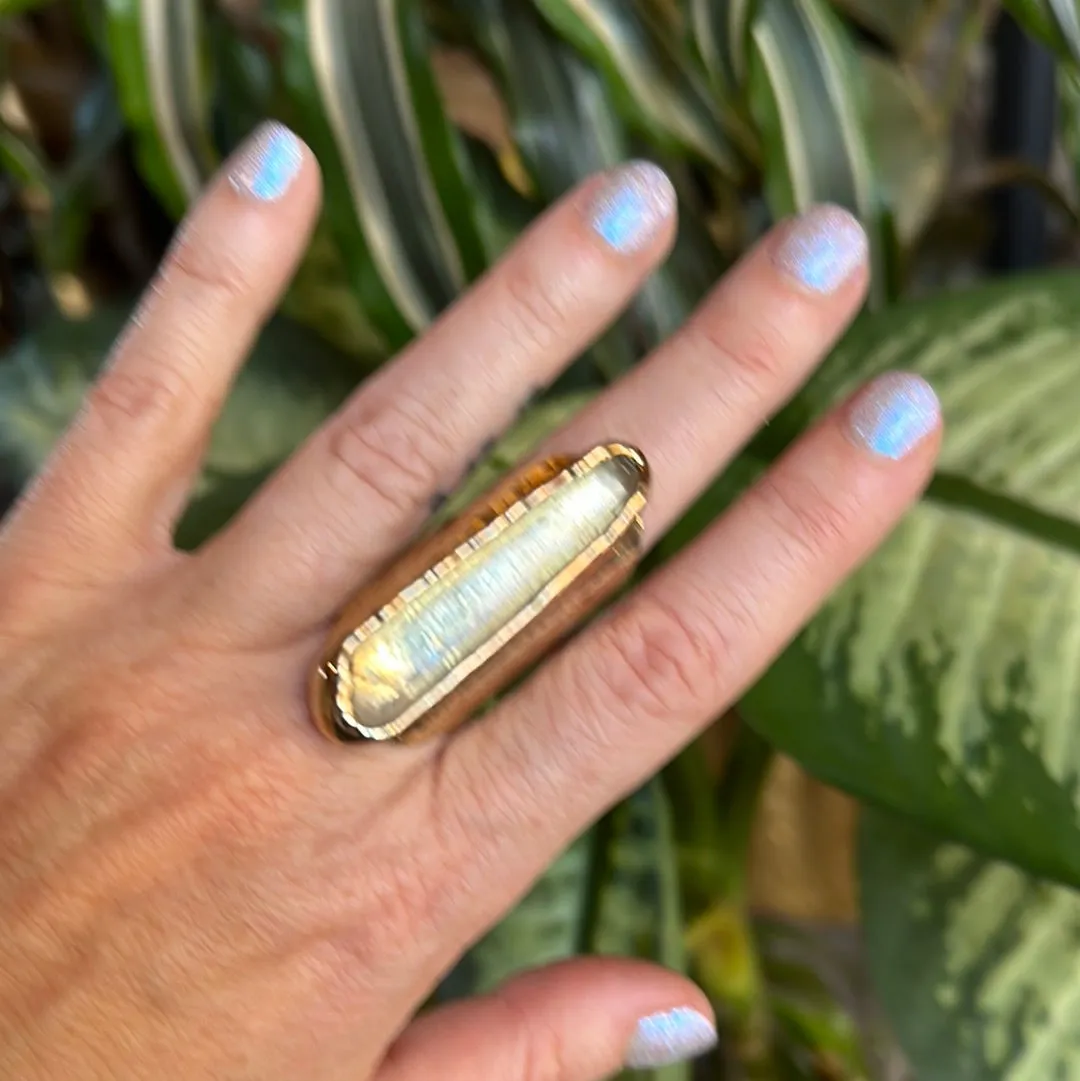 Angel Aura Lemurian Quartz Ring #36